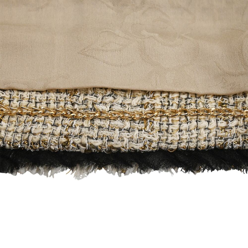 Chanel Beige Metallic Gold Silver Tweed Fringe Trim Jacket Size 38 Approx US 6 - Picture 10 of 16